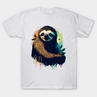 Sloth Watercolor Magical Splatter T-Shirt